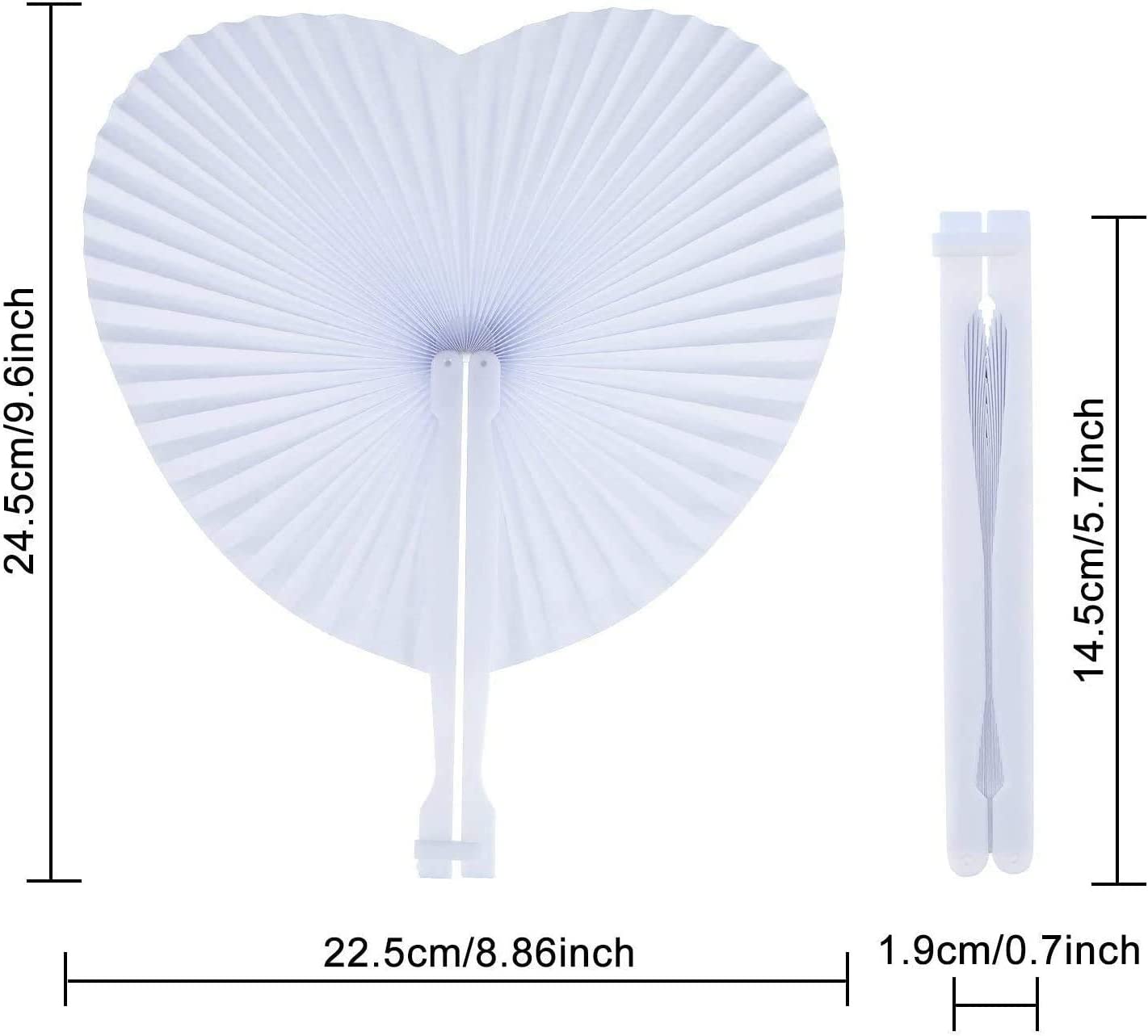 iZoeL Hand Fan Folding for Wedding Decoration Paper Fan Heart Shaped as Church Gift Party Favors Set of 24 (24pcs)