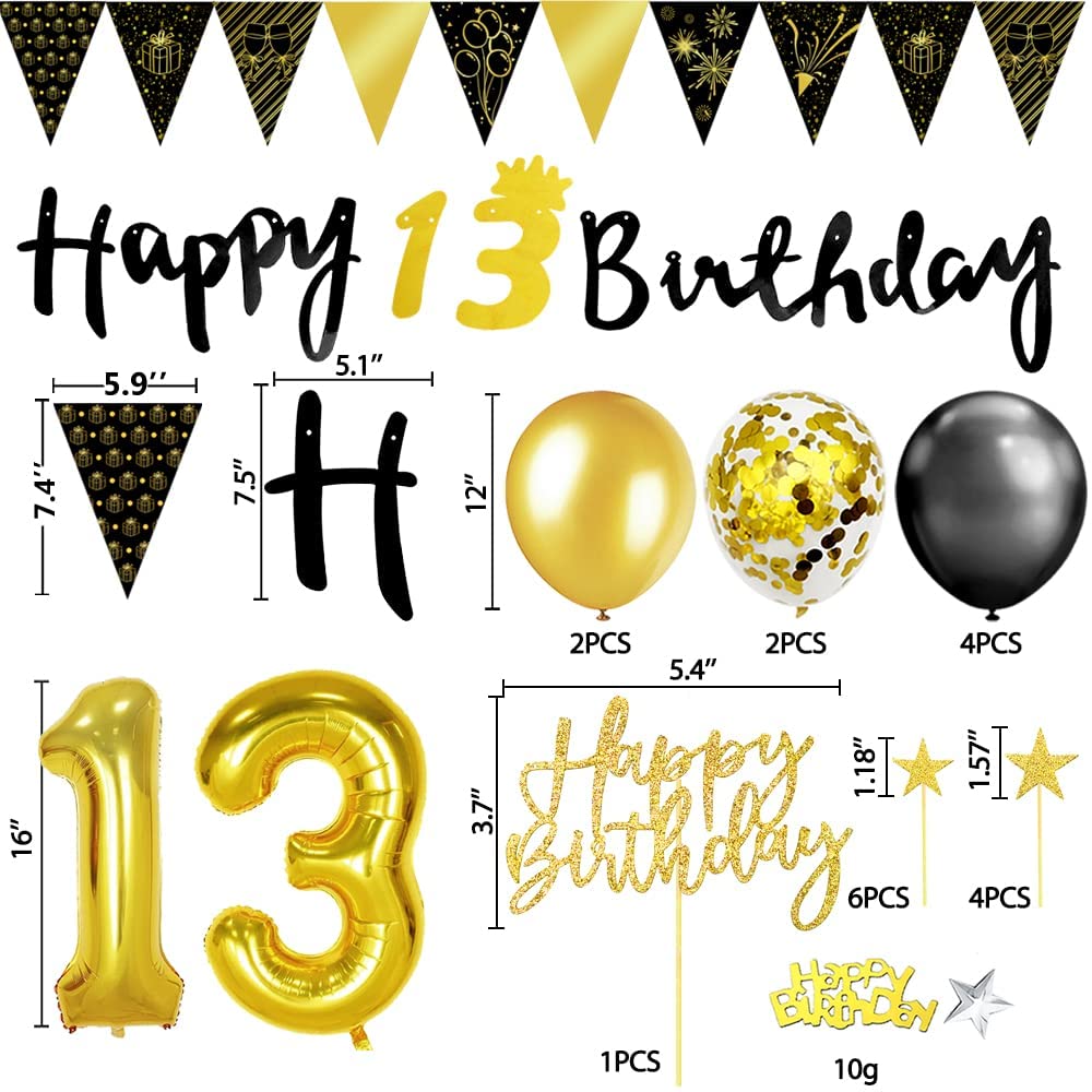 iZoeL 13th Black Gold Birthday Party Decorations - small
