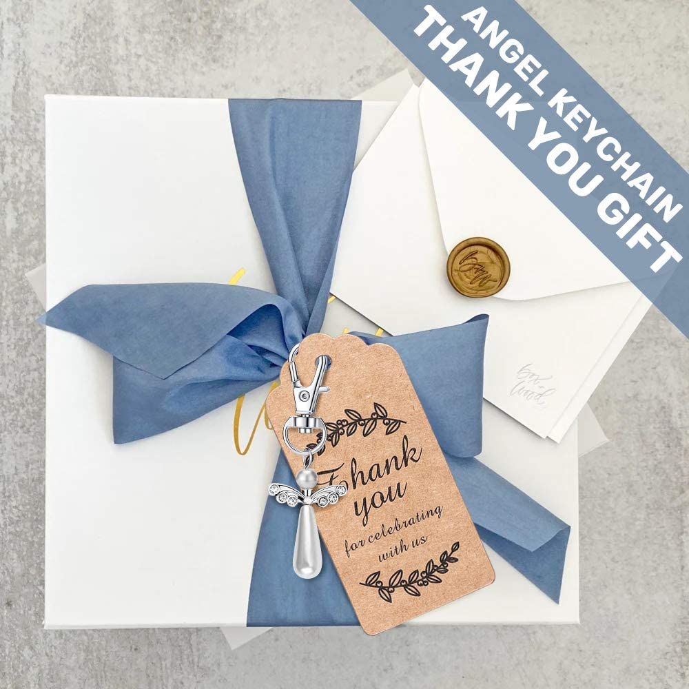 iZoeL Thank You Gift Angel Keychains Wedding Favors Guardian Angel Guest Return Gifts for Christening Baby Shower Birthday Giveaway -Thank You to Carers NHS Staff Nurse Doctor Teacher Gifts - 20pcs