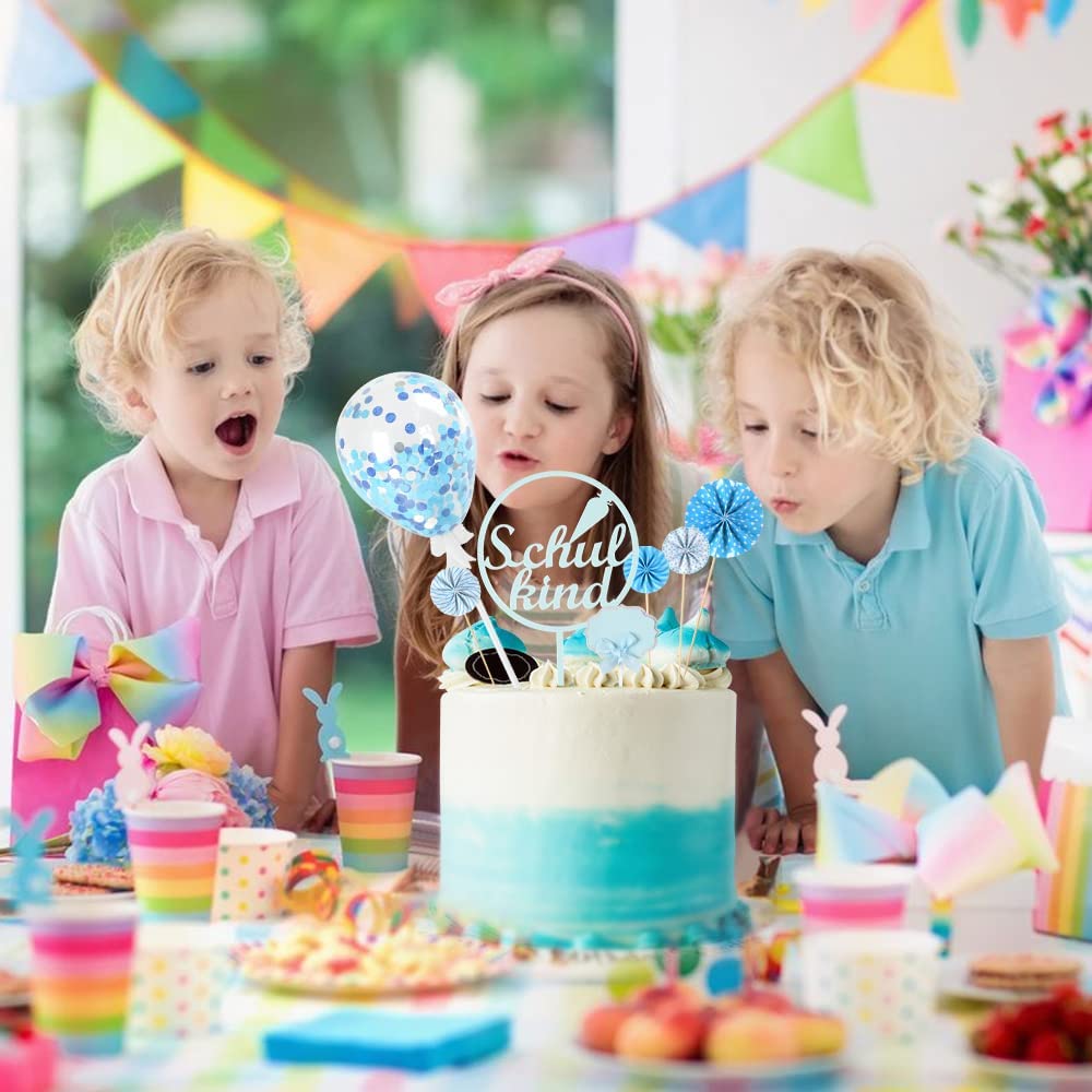 iZoeL Cake Decoration First Day of School Boys School Child Cake Decoration School Sugar Bag Cake Topper Confetti Balloon Paper Fan ABC 123 Cake Cupcake Muffin Decoration Cake Toppers
