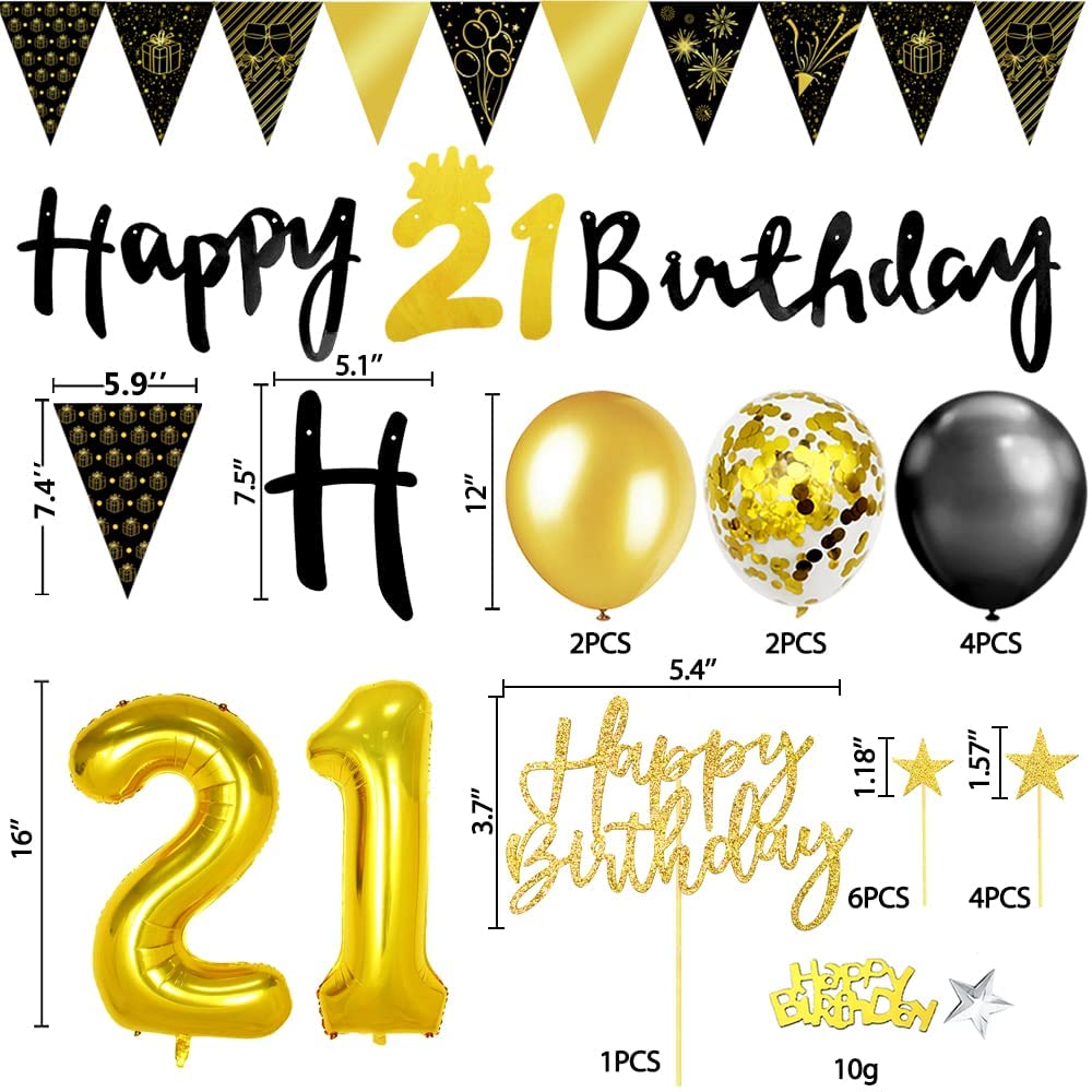 iZoeL 21st Black Gold Birthday Party Decorations - small