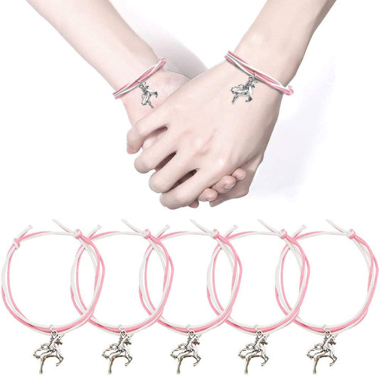 iZoeL 15 x Wish Bracelets Unicorn Bracelet, Wedding Baby Shower Guest Gift Birthday Friend presents Party Bag Favours with 15 Organza Bags and 15 Gift Cards for Kid Adult