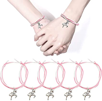 iZoeL 15 x Wish Bracelets Unicorn Bracelet, Wedding Baby Shower Guest Gift Birthday Friend presents Party Bag Favours with 15 Organza Bags and 15 Gift Cards for Kid Adult
