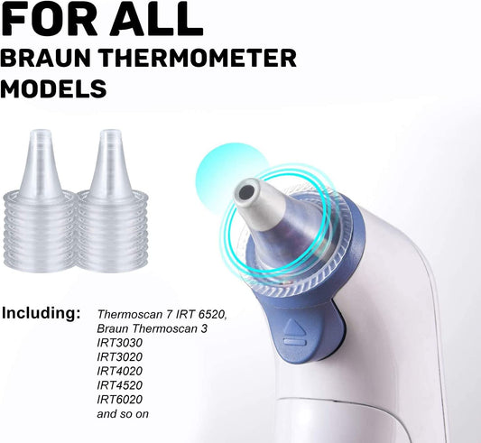 iZoeL 100 Counts Ear Thermometer Probe Covers/Refill Caps/Lens Filters for All Braun ThermoScan Models and Other Types of Digital Thermometers Disposable Covers