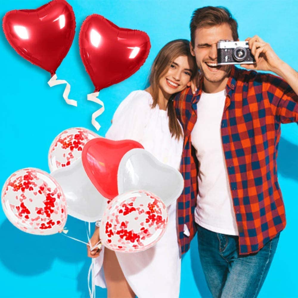 iZoeL Romantic Decorations - Balloons LOVE 50pcs Heart Romantic Candle 1000pcs Rose Petals Heart Balloons for Wedding Anniversary Engagement Party Decorations