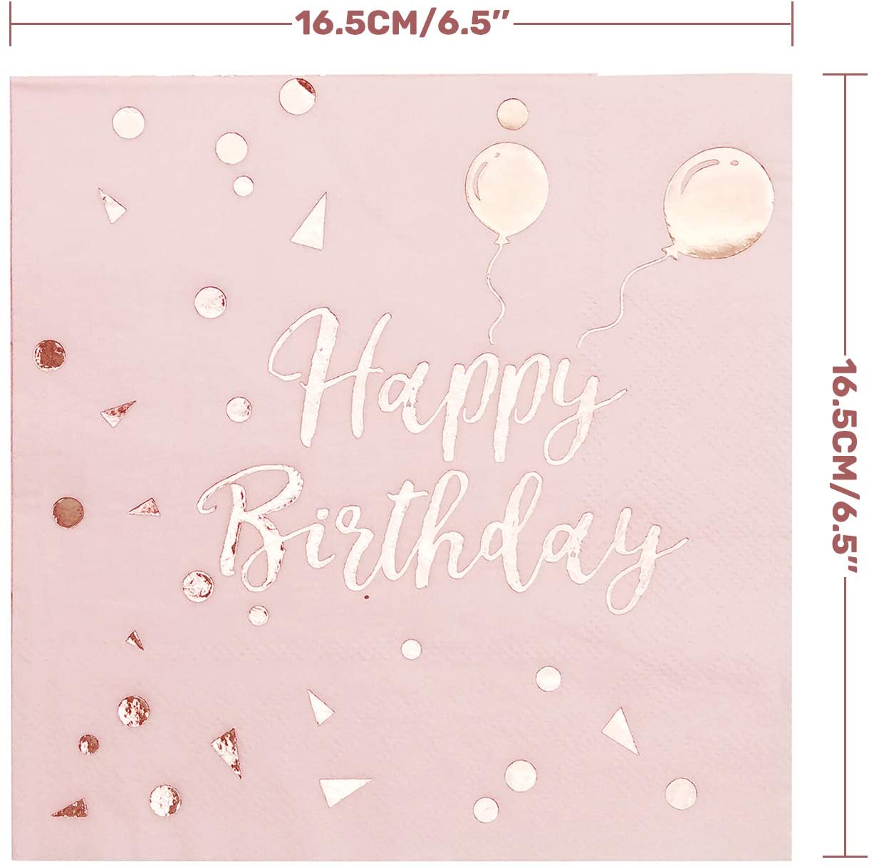 iZoeL Pink Napkins Rose Gold Happy Birthday 50pcs, Paper Napkin Folding 3 Layers Disposable Tableware Dinnerware for Birthday Anniversary Rose Gold Party Decoration Cocktail Supplies