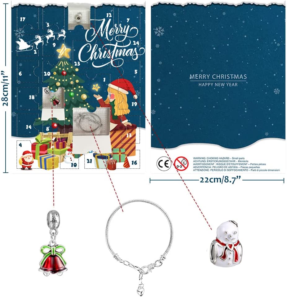 iZoeL Bracelet Advent Calendar 2022 Girls, Jewellery Advent Calendar with 2 Bracelet 5 Necklace Bracelet Making Kit 24 Countdown to Christmas Holiday, Xmas Surprise Gift for Kids Teens