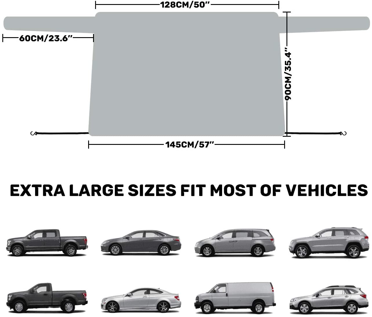 iZoeL Car Rear Windscreen Cover Snow Frost Magnetic 3 Magnets Snow Cover Rear Screen Shade for Car SUV Truck Vans