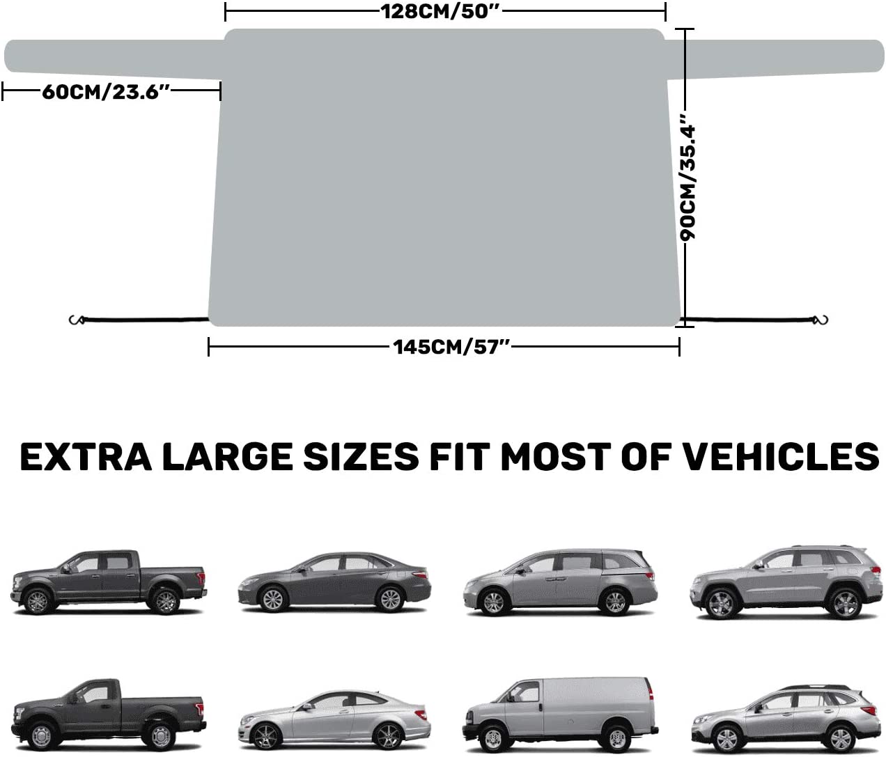 iZoeL Car Rear Windscreen Cover Snow Frost Magnetic 3 Magnets Snow Cover Rear Screen Shade for Car SUV Truck Vans