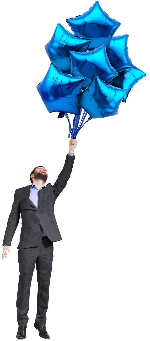 iZoeL Blue Birthday Party Decoration, 28pcs Blue Foil Star Balloon 16inch Plus 20m Balloon Ribbons Aluminum Balloon for Baby Shower Wedding Birthday Party Celebration Kid Boy Girl Man Woman