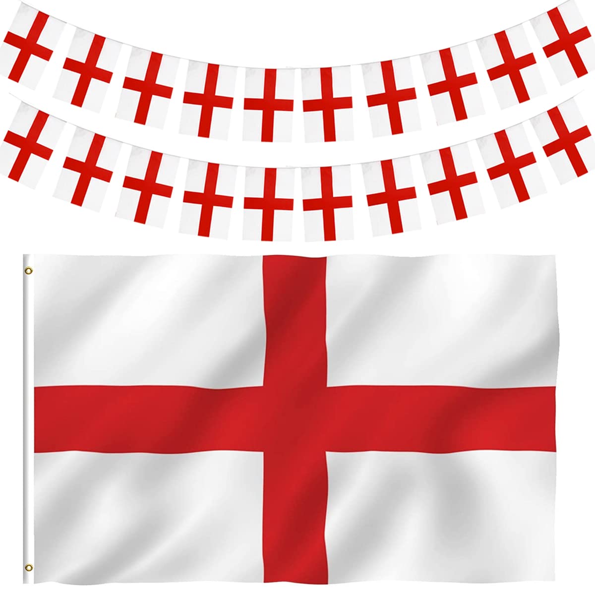 iZoeL World Cup Decorations 2022, England Flag 5ft x 3ft England Bunting Banner 10M for World Cup Football 2022 Indoor Outdoor Decorations- House Garden School Restaurant Bar Football Match