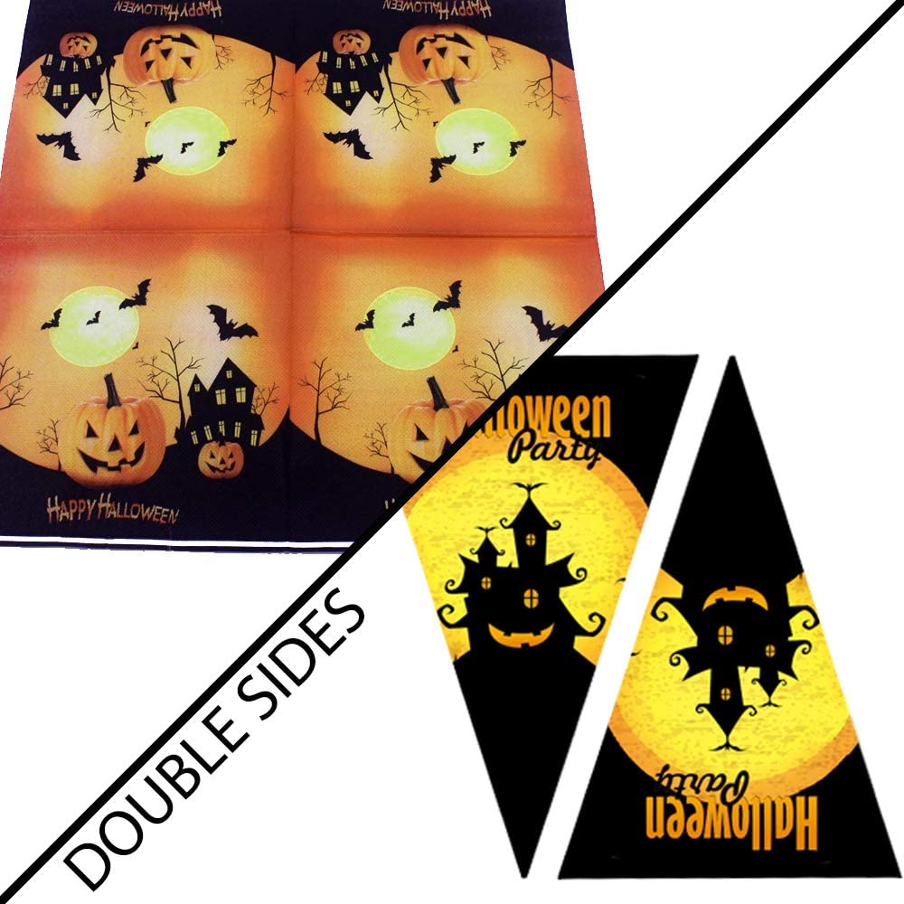 iZoeL Halloween Tableware for 20Guests Pumpkin Witches Banner Paper Plates Napkins Cups Straws - Disposable Dinnerware for Halloween Party Decorations Supplies