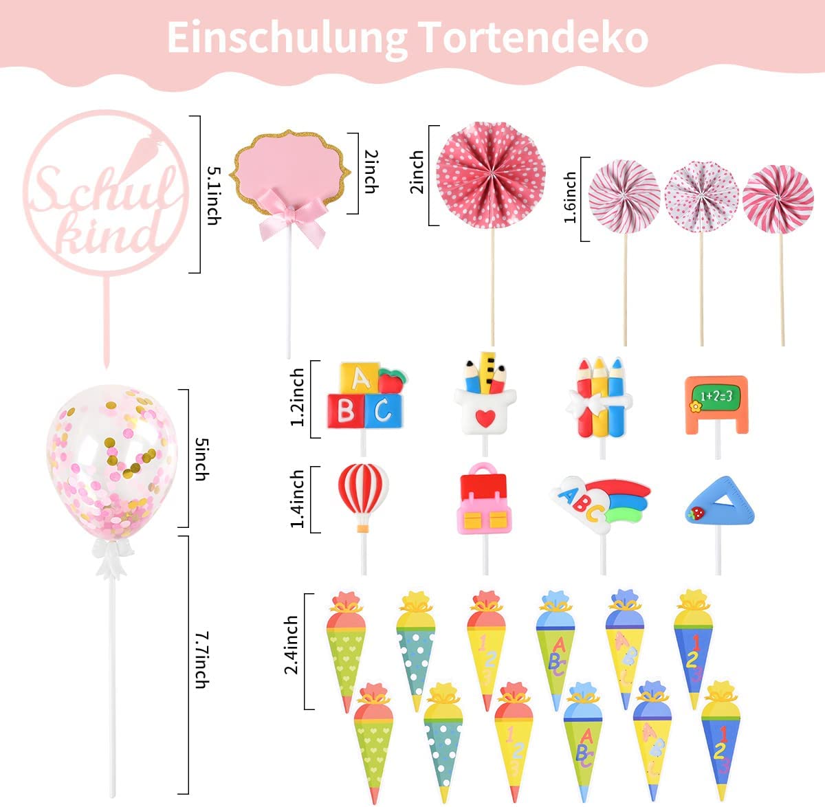 iZoeL School Kindergarten Cake Topper 489-1-fen