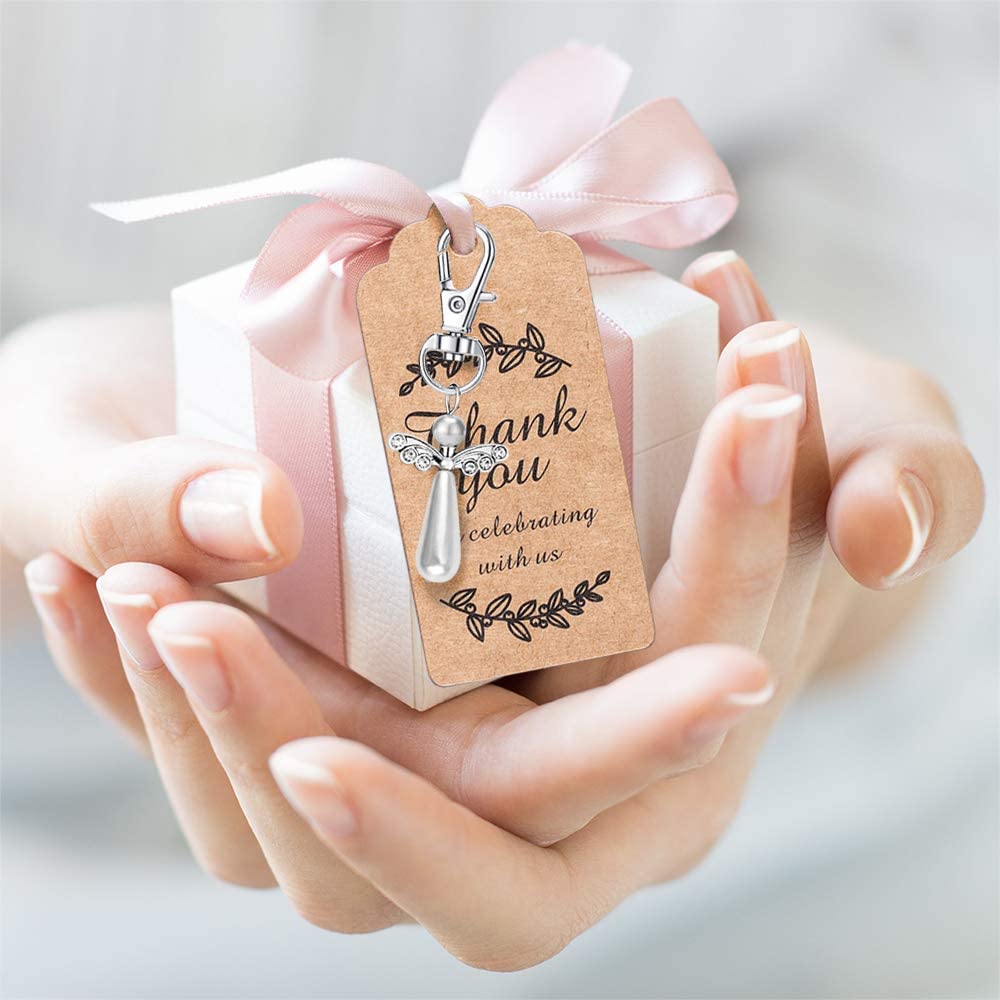 iZoeL Thank You Gift Angel Keychains Wedding Favors Guardian Angel Guest Return Gifts for Christening Baby Shower Birthday Giveaway -Thank You to Carers NHS Staff Nurse Doctor Teacher Gifts - 20pcs