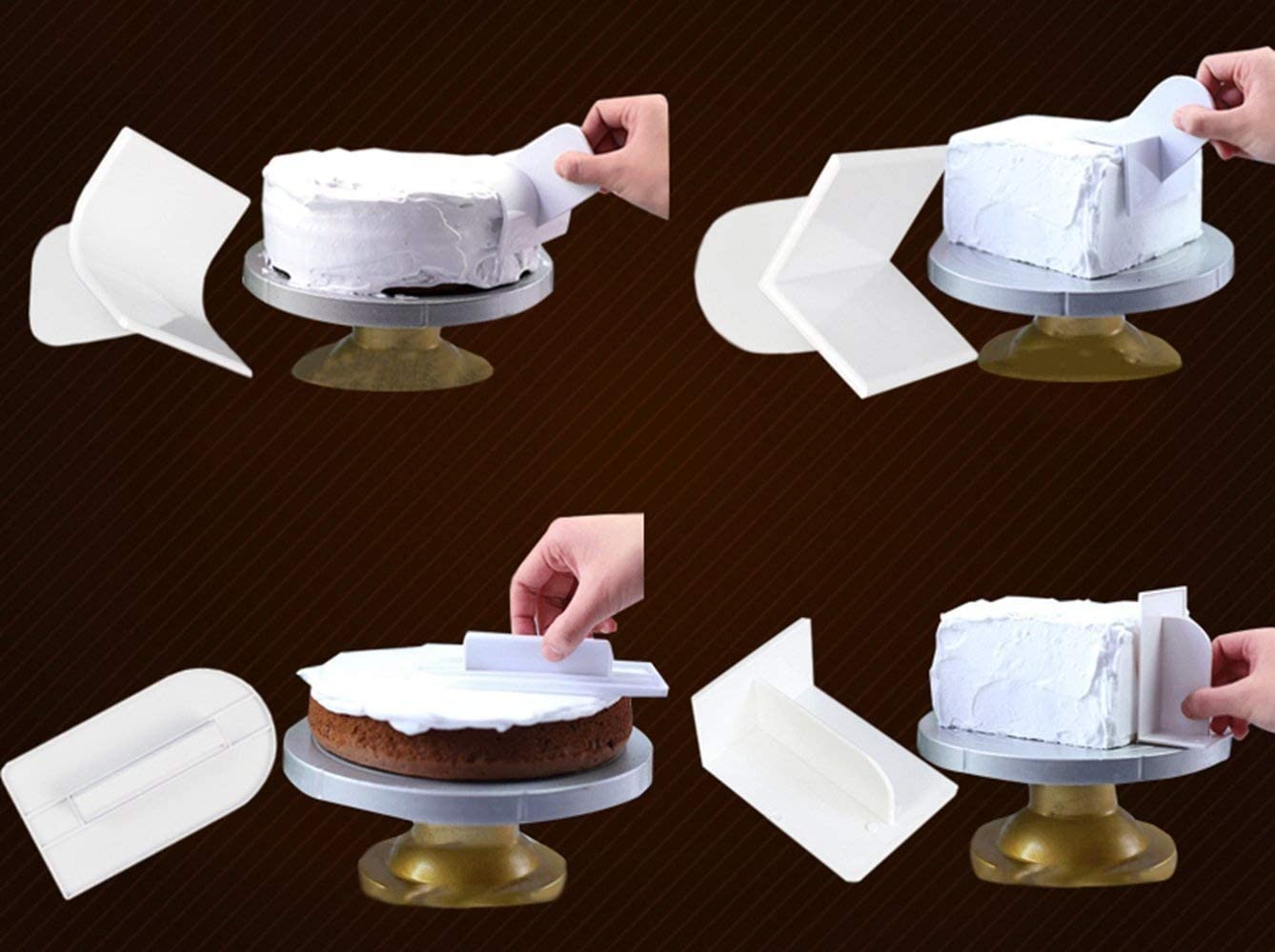 iZoeL Cake Smoother Icing Smoother Tool Fondant Smoothing Tool & Cutter 6pcs Embosser/ Round Edger/ Sharp Edger Cake Decorating Equipment for Pastry Fondant Sugarcraft Buttercream Frosting