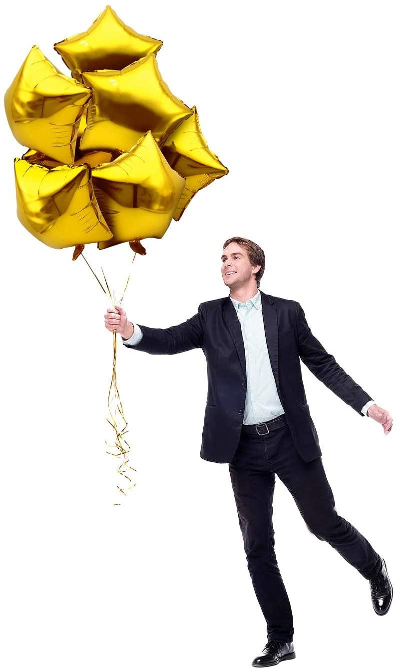 iZoeL Gold Birthday Party Decoration, 28pcs Gold Foil Star Balloon 16inch Plus 20m Balloon Ribbons Aluminum Balloon for Baby Shower Wedding Birthday Party Celebration Kid Boy Girl Man Woman