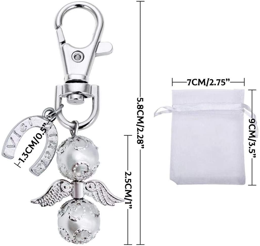 iZoeL 20 Guardian Angel Keychains Lucky Horseshoe Pendants Plus 20 Organza Bags, Thank You Nurse Gift Thank You Doctor Gift, Funeral Guest Gift Baby Shower Gift Bridal Party Favors Wedding Gift