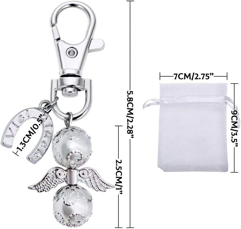 iZoeL 20 Guardian Angel Keychains Lucky Horseshoe Pendants Plus 20 Organza Bags, Thank You Nurse Gift Thank You Doctor Gift, Funeral Guest Gift Bridal Party Favors Wedding Gift