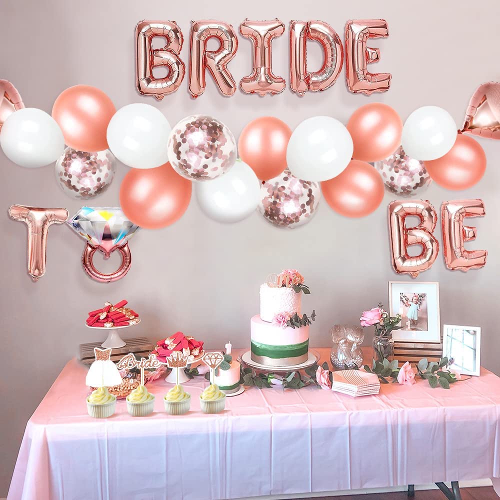 iZoeL Hen Party Decoration, Hen Party Accessories, Rose Gold Bride To Be Banner, Bride To Be Veil, Champagne Balloon, Tattoos for Team Bride, Bride Cake Topper, Confetti Balloons for Hen Do Wedding