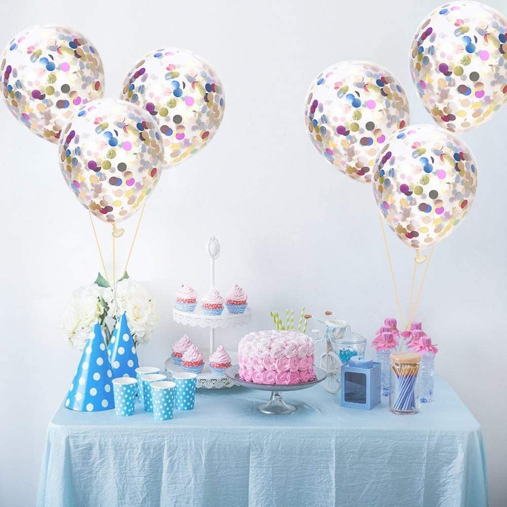 iZoeL Confetti Balloons 30pcs 12" Latex Balloons Prefilled Rainbow Glitter Confetti for Wedding Birthday Proposal Party Decoration