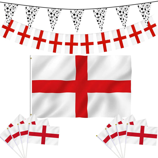 iZoeL World Cup Decorations 2022, Large England Flag England Bunting Banner England Hand Flag Football Bunting for World Cup Football 2022 Indoor Outdoor Decorations- House Garden School Bar