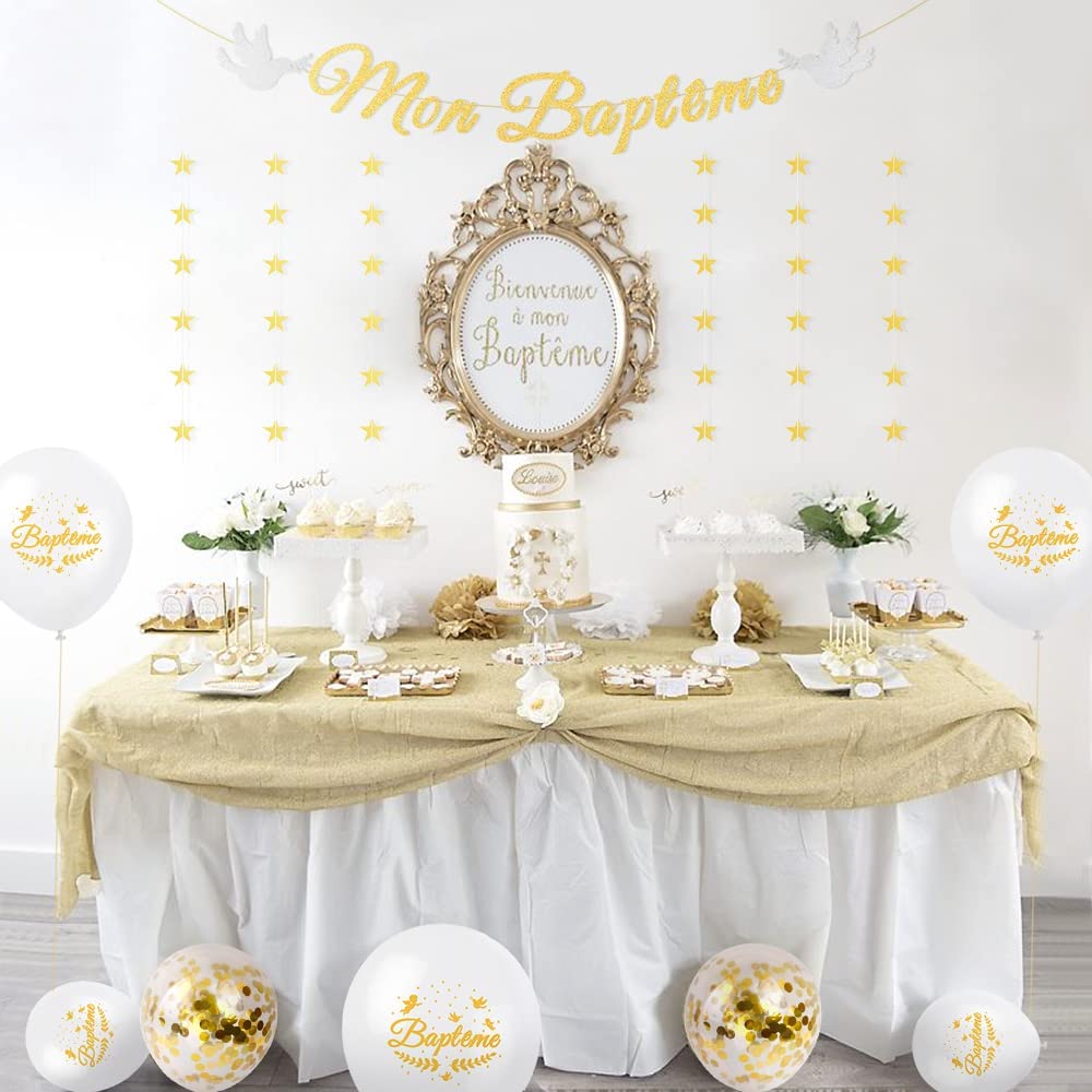 iZoeL Mon Baptême Bannière Baby Shower Décoration -star Guirlande