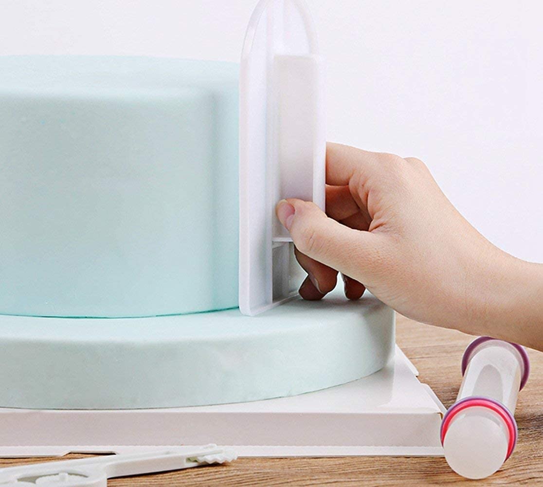 iZoeL Cake Smoother Icing Smoother Tool Fondant Smoothing Tool & Cutter 6pcs Embosser/ Round Edger/ Sharp Edger Cake Decorating Equipment for Pastry Fondant Sugarcraft Buttercream Frosting