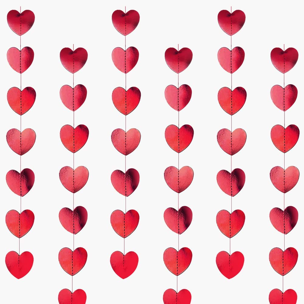 iZoeL Valentines Decorations, Valentine Red Hearts Garland 2m, Paper Heart Confetti 5000pcs, for valentines day decorations Wedding Anniversary Engagement Party (Red)