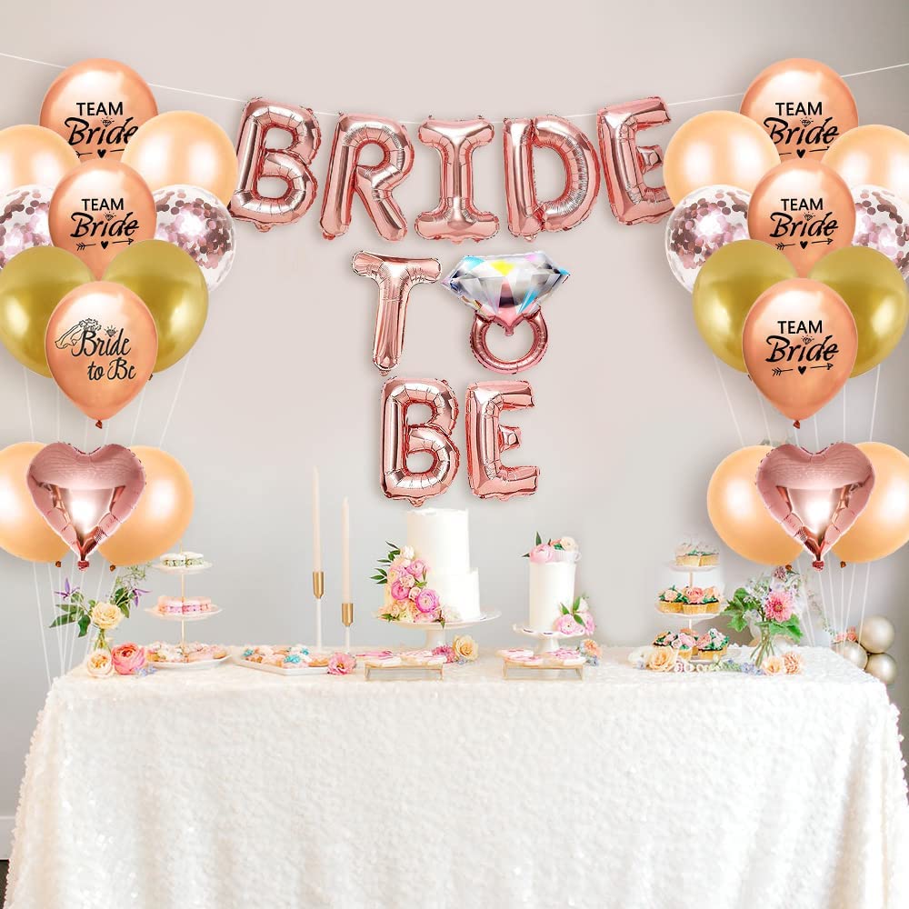 Roll over image to zoom in iZoeL Hen Party Accessories, Bride to Be Sash, Bride to Be Veil, Bride Headband Tiara, Tattoos Team Bride, Rose Gold Bride to Be Banner Balloons - Hen Do Hen Party Decoration