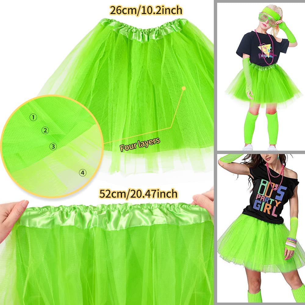 iZoeL 80s Fancy Dress for Women Halloween Costumes for Girls 80s Accessories Costume Outfits - Waist Packs Tutu Skirt 4 Layers, Headband Leg Warmers Necklace Bracelets