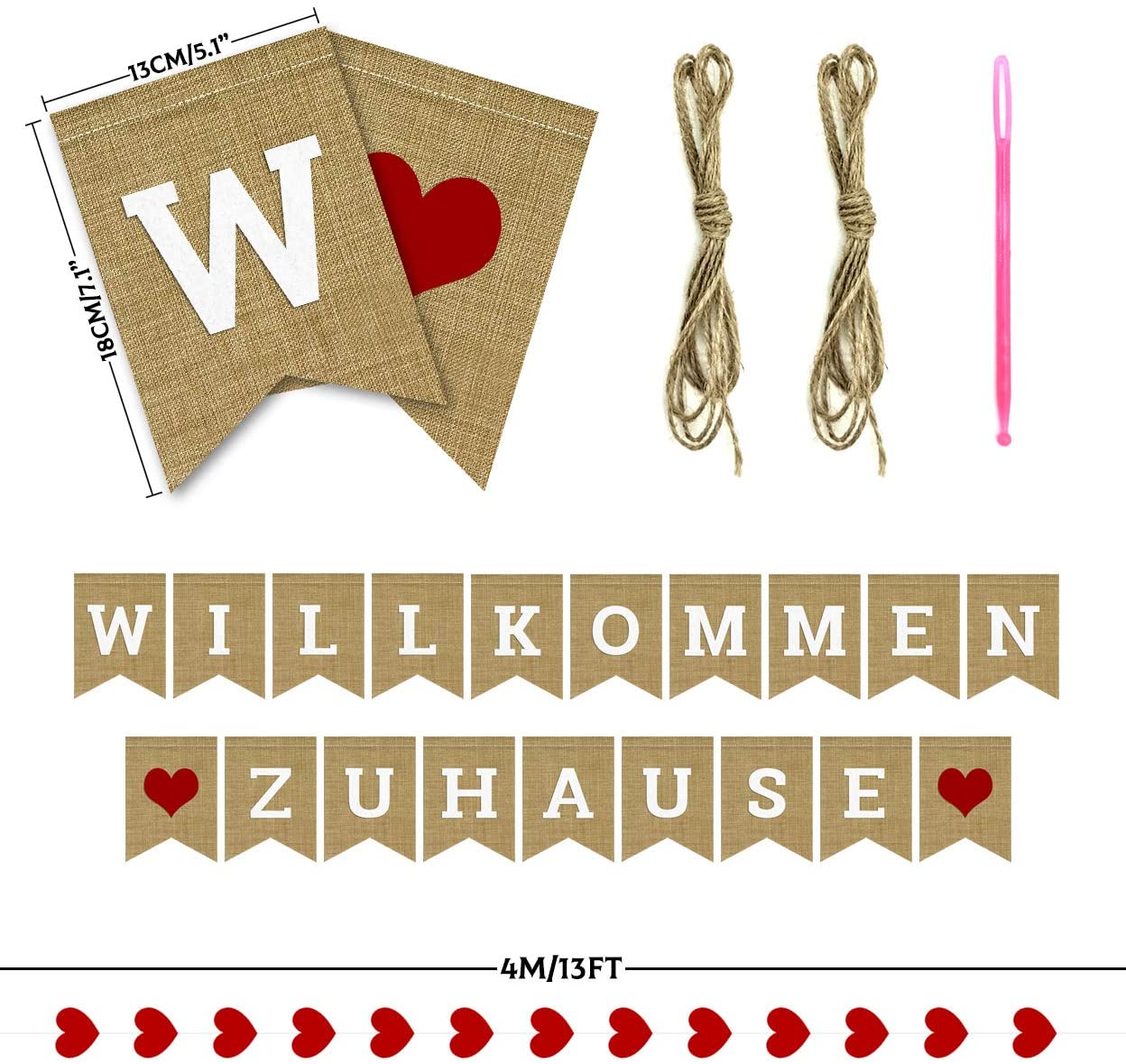 iZoeL Willkommen Haus Banner Karton Papier Girlande