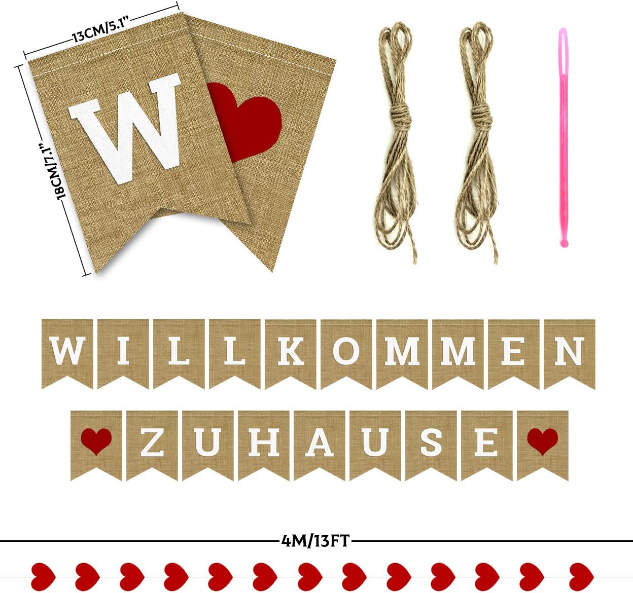 iZoeL Willkommen Haus Banner Karton Papier Girlande