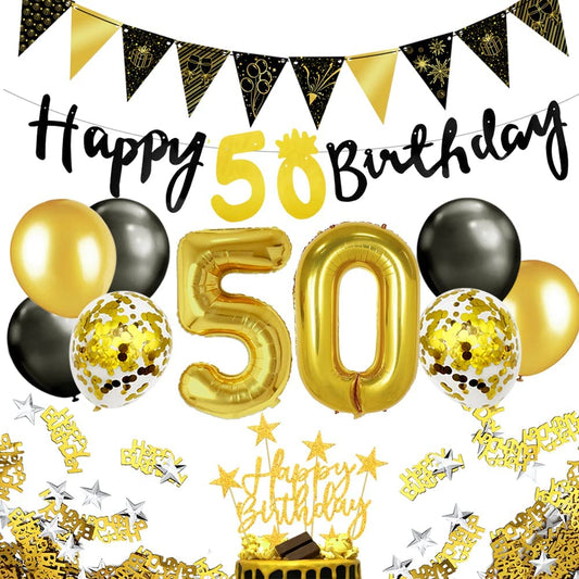 iZoeL 50th Black Gold Birthday Party Decorations - small