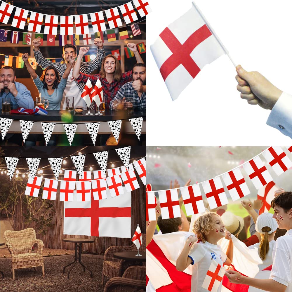 iZoeL World Cup Decorations 2022, Large England Flag England Bunting Banner England Hand Flag Football Bunting for World Cup Football 2022 Indoor Outdoor Decorations- House Garden School Bar
