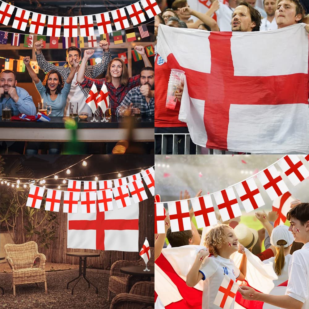 iZoeL World Cup Decorations 2022, England Flag 5ft x 3ft England Bunting Banner 10M for World Cup Football 2022 Indoor Outdoor Decorations- House Garden School Restaurant Bar Football Match