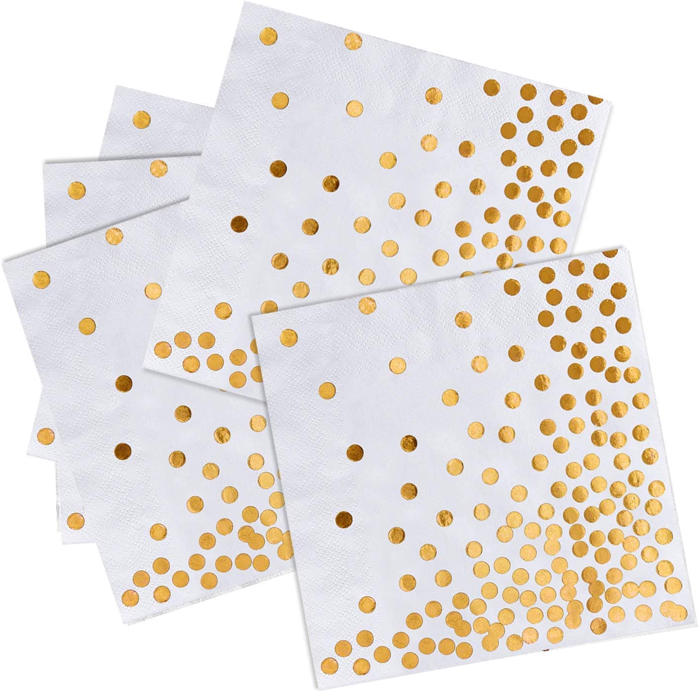 iZoeL 60pcs Gold Party Paper Napkins, Gold Serviettes Cocktail Napkins 3 Layers with Golden Dots - Soft & thick- Disposable Tableware for Birthday Hen Party Wedding Anniversary 6x6 IN