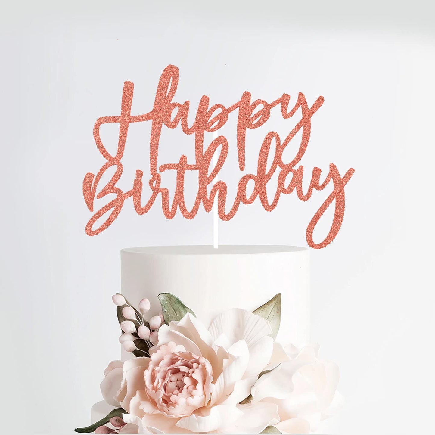 iZoeL 2 Sets Gold Cake Decoration Gold Cake Topper Happy Birthday Banner Confetti Balloon Stars Heart Cake Topper for Man Boys Women Girls Gold Theme Birthday Party Decor Hen Party (Rose gold)
