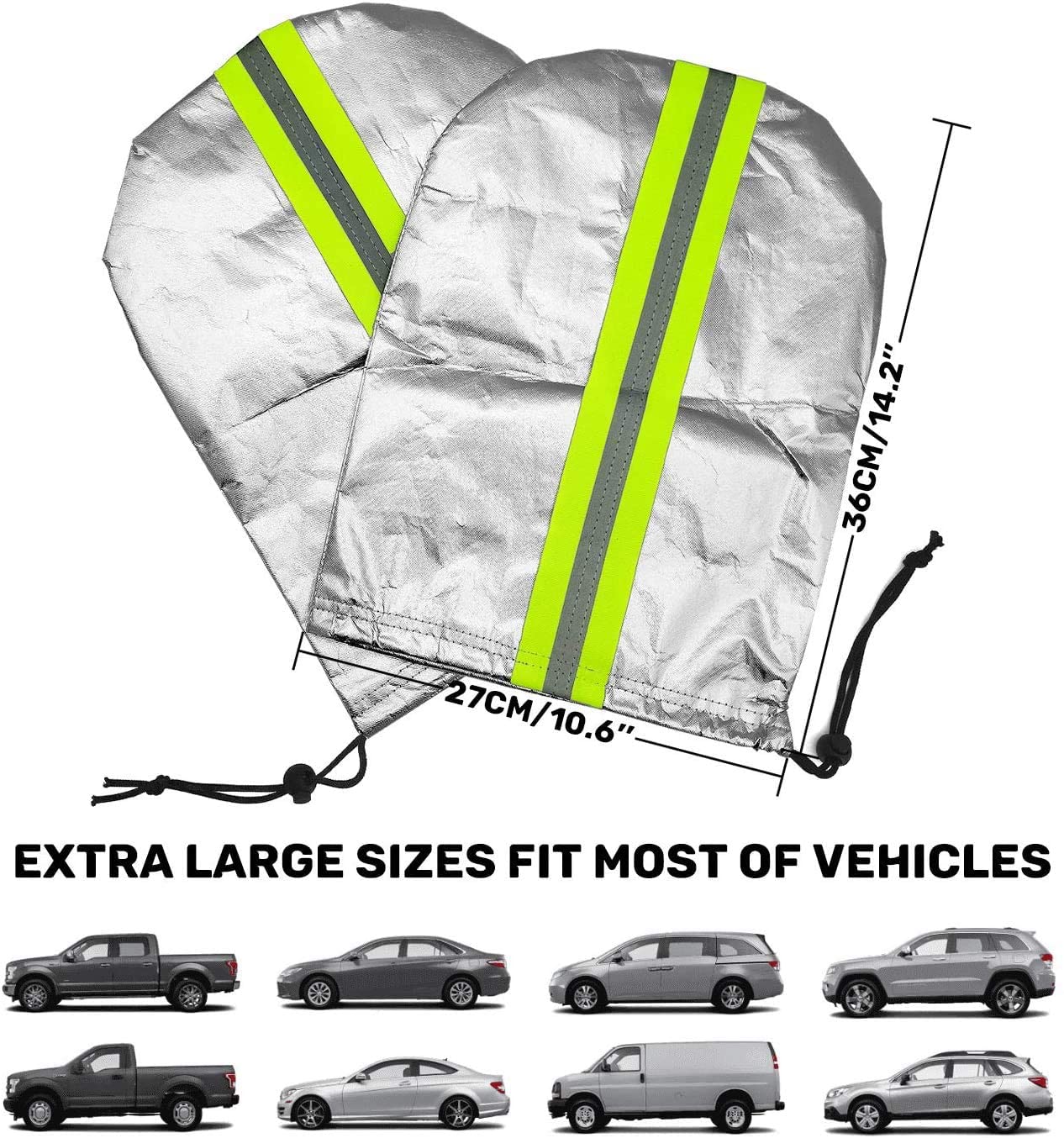 iZoeL 2 Rear View Mirror Cover Rearview Mirror Cover - Ice Frost Car Protective Dust-proof Waterproof Reflective Anti Bird Poop -L Size for Vehicles Trucks SUV (27cm*36cm)