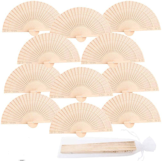 iZoeL Wooden Folding Fans Handheld Folding Ecru Fans 12pcs Black Bamboo Fan Women's Hand Held Holding Fans for Wedding Birthday Party Decoration Walls Idea Gifts Dancing Prop Party Favor