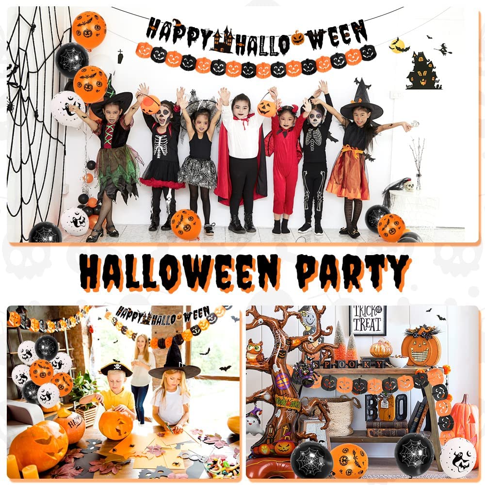 iZoeL Halloween Balloon Party Decoration Big Tree Aluminum Film Pull Flag Pumpkin Pull Flower Sticker Ribbon