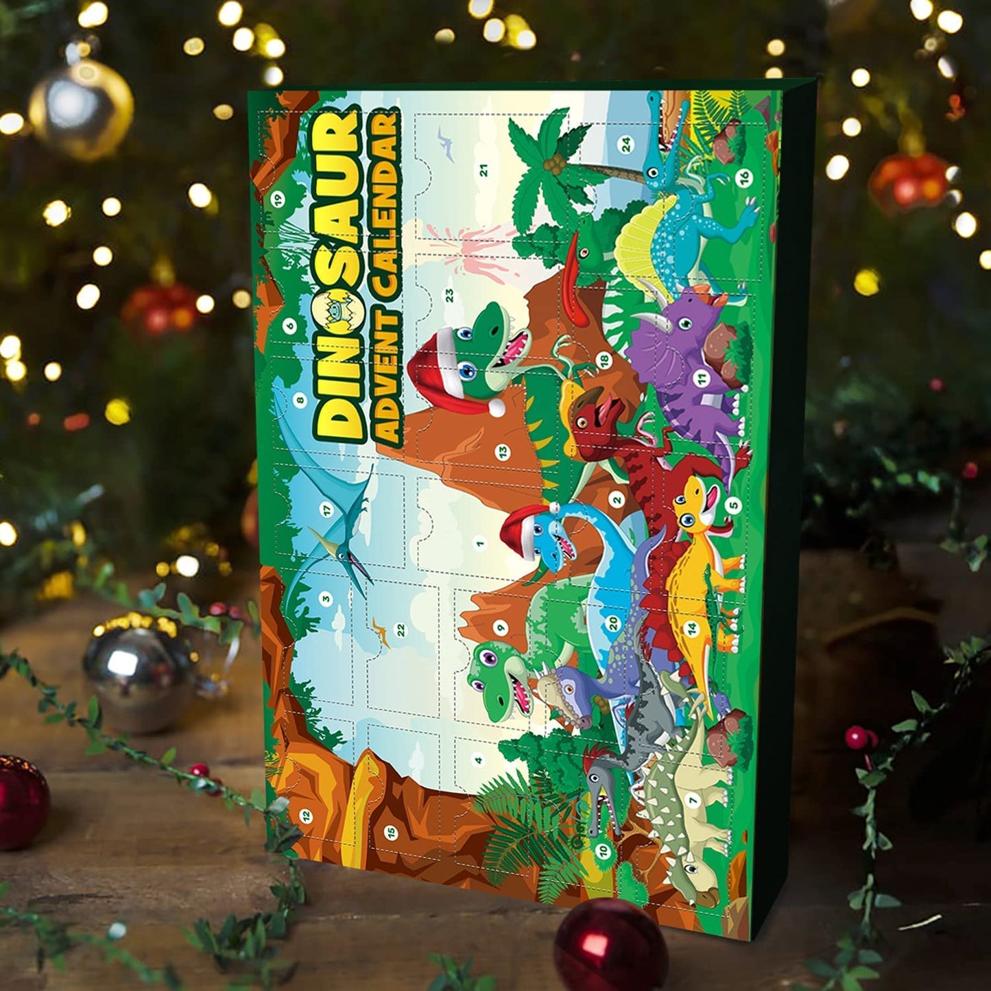 iZoeL Dinosaur Advent Calendar for Boys Kids 2021 Christmas, 24 Dinosaurs Figures Playset with Game Map, Countdown Days to Christmas Holiday, Xmas Surprise Gift for Son Grandson Brother (Paper)