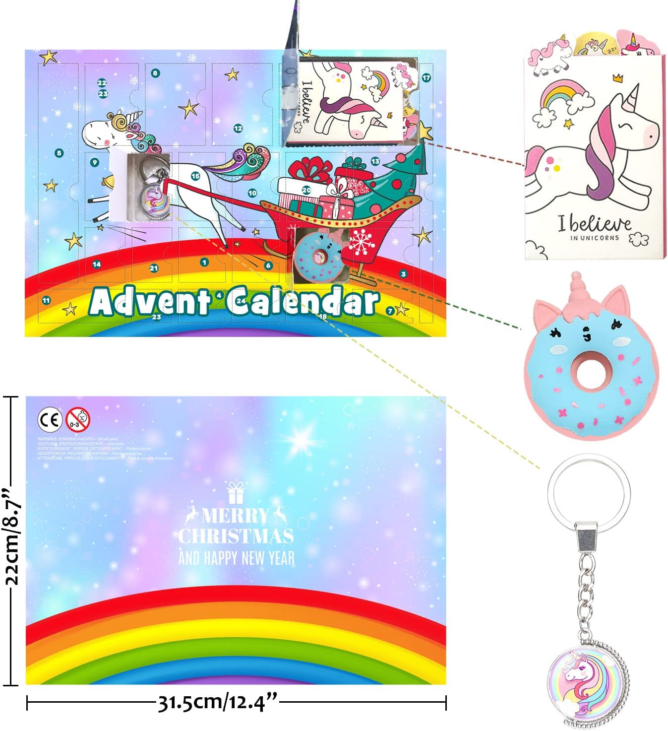 iZoeL Unicorn Advent Calendar for Girl 2022 Christmas, 24 Days Novelty Gifts, Unicorn Stationery, Accessories, Jewelry, Countdown Days to Christmas Holiday, Xmas Surprise Gift for Girls Kids Teens