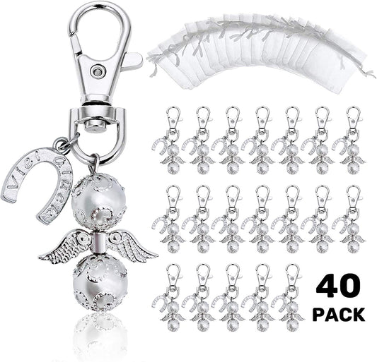 iZoeL 40 Guardian Angel Keychains Lucky Horseshoe Pendants Plus 40 Organza Bags, Thank You Nurse Gift Thank You Doctor Gift, Funeral Guest Gift Baby Shower Bridal Party Favors Wedding Gift