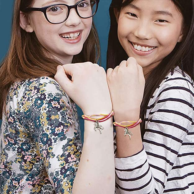iZoeL 15 x Wish Bracelets plus 15 Organza Bags and 15 Gift Cards, Unicorn Bracelets Good Luck Friendship Wishing Charm Good Luck Present, Party Bag Fillers for Kid Girl Boy Adult