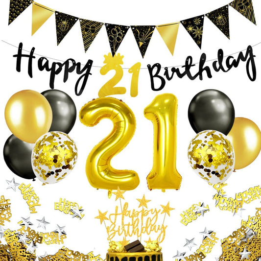 iZoeL 21st Black Gold Birthday Party Decorations - small