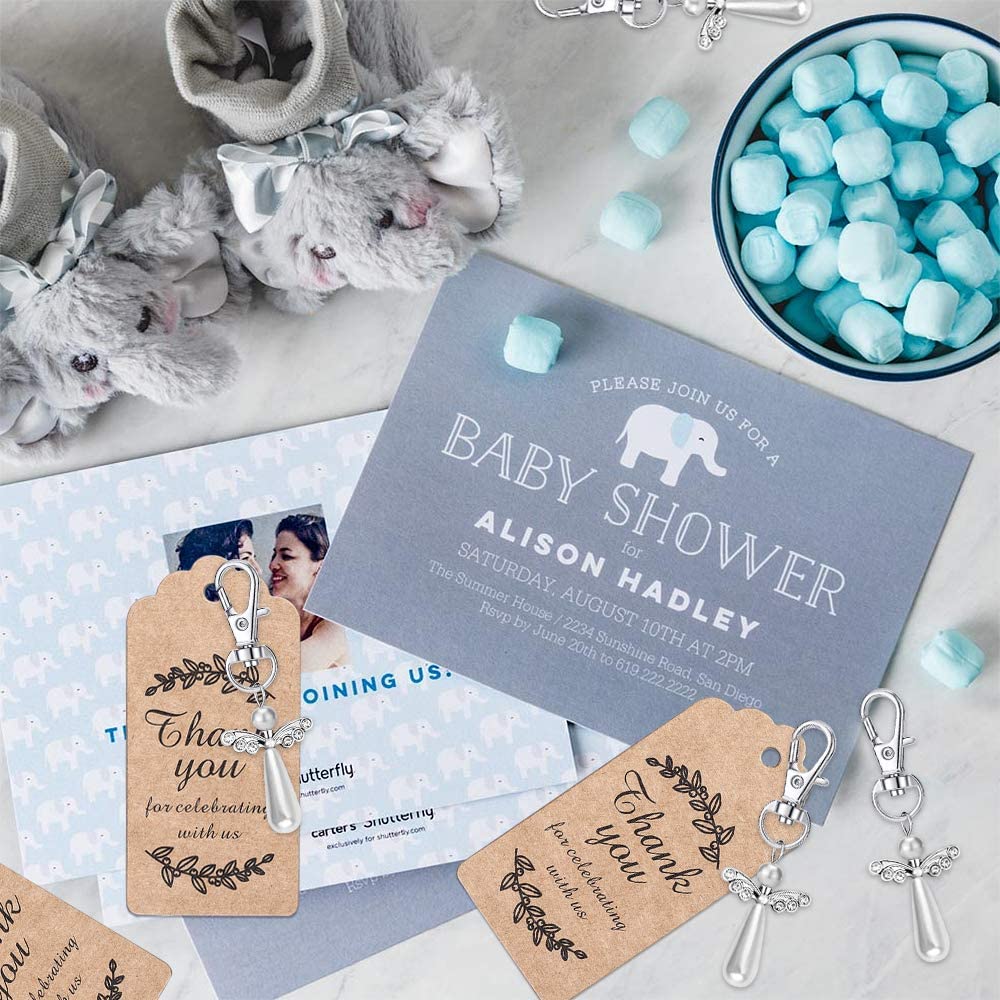 iZoeL Thank You Gift Angel Keychains Wedding Favors Guardian Angel Guest Return Gifts for Christening Baby Shower Birthday Giveaway -Thank You to Carers NHS Staff Nurse Doctor Teacher Gifts - 20pcs