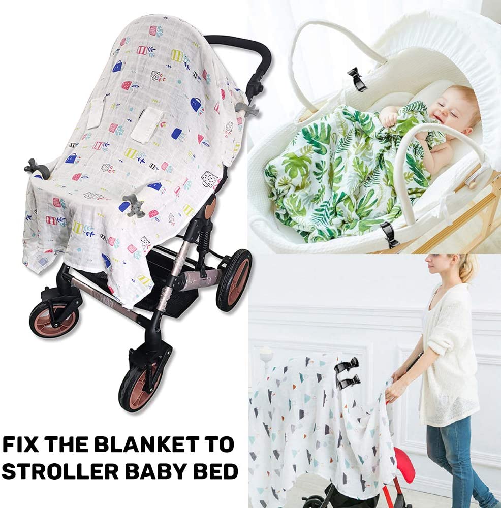 iZoeL Stroller Hooks & Buggy Clip Set 6 Clips Clasps & 2 Hooks Gripper to Hook Muslin Blankets Toys Nursing Cover, Pram Toy Holder, Blanket Clamp (2 black+2 grey+2 white)