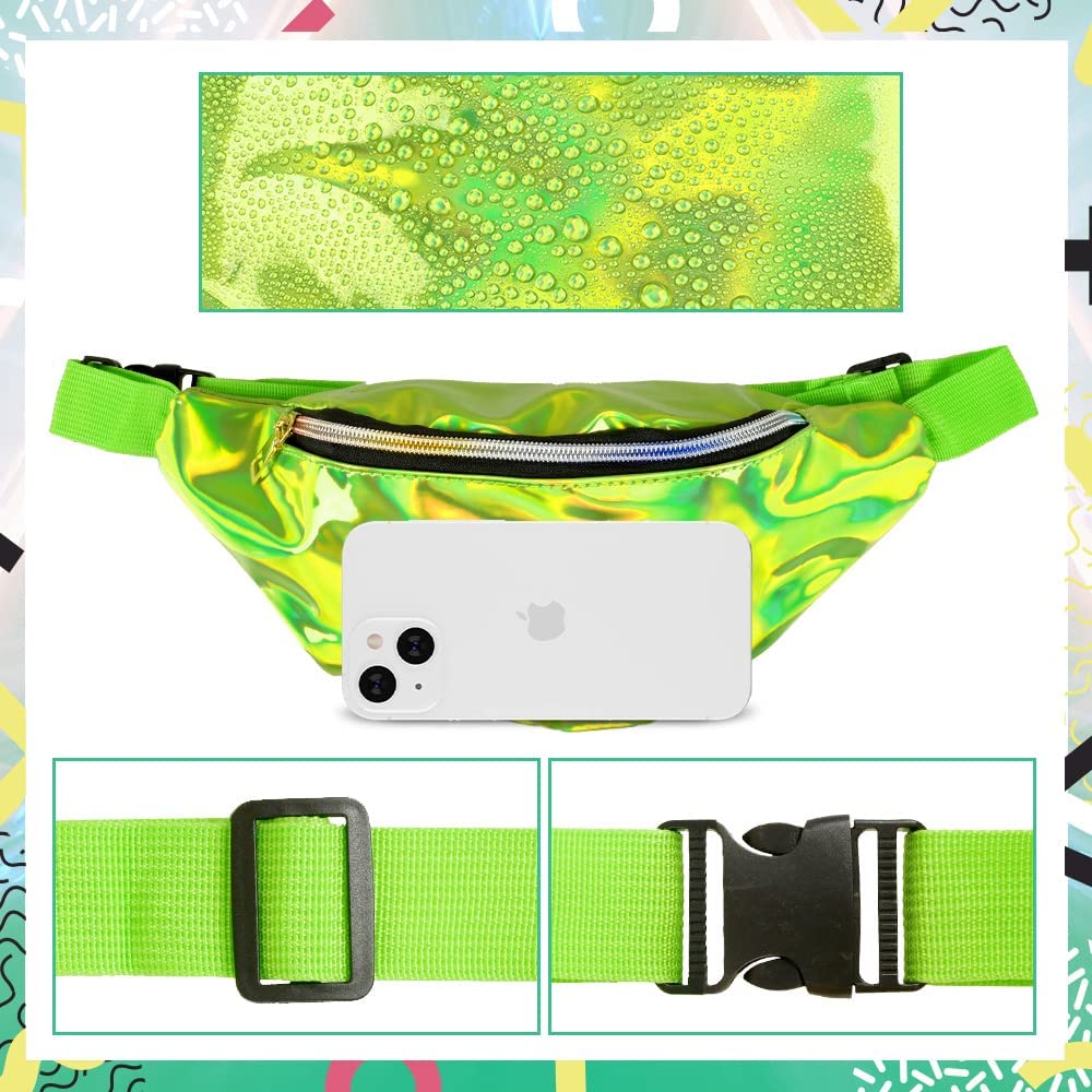 iZoeL 80s Fancy Dress for Women 80s Accessories Halloween Costumes for Kids 80s Outfits for Girls - Waist Packs Headband Wristbands Leg Warmers - Neon 80s Fun Run Teams