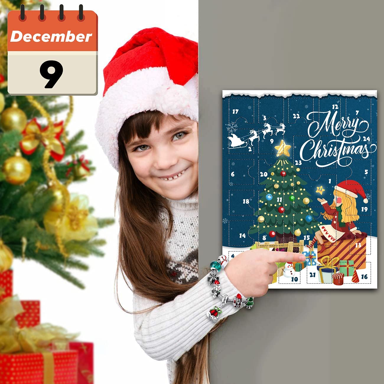iZoeL Bracelet Advent Calendar 2021 Girls, DIY Beads Charms of 2 Bracelet, 2 Necklace, 24 Days Countdown to Christmas Holiday, Xmas Surprise Gift for Daughter Niece Sister Granddaughter