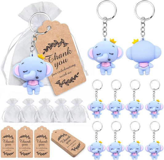 iZoeL 20 Set Baby Shower Elephant Keychains (Blue)